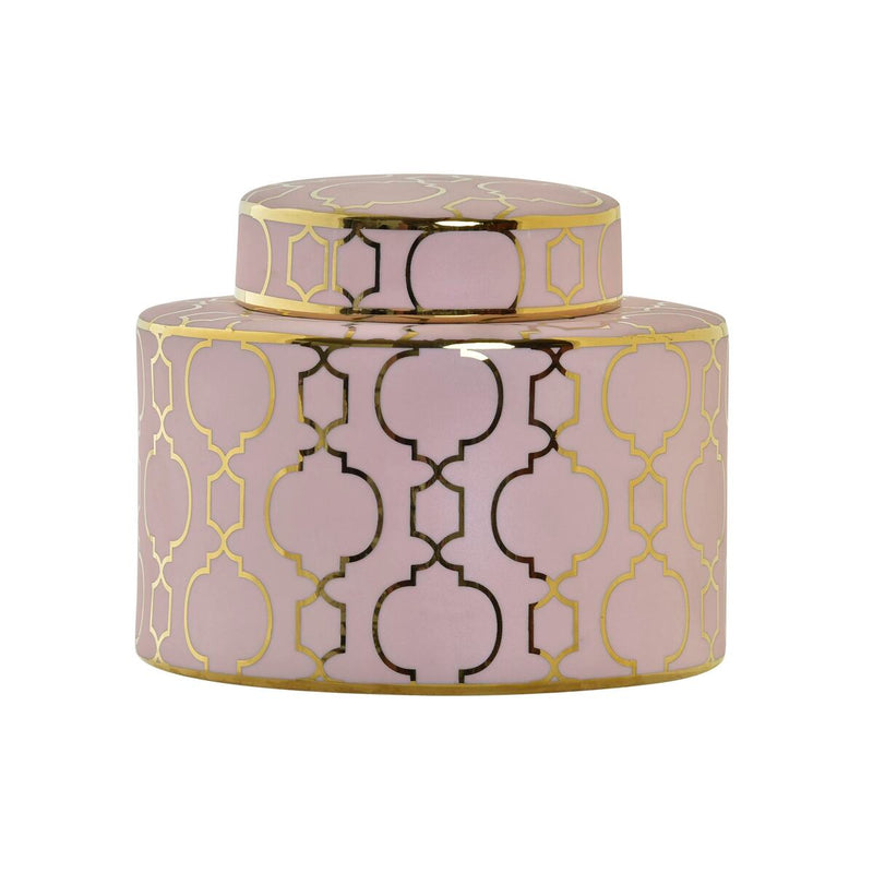 Vase DKD Home Decor Porcelain Pink Golden Oriental (18 x 18 x 16 cm)