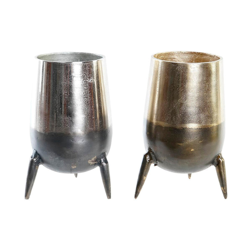 Vase DKD Home Decor Silver Golden Aluminium Modern (15,5 x 15,5 x 26 cm) (2 Units)